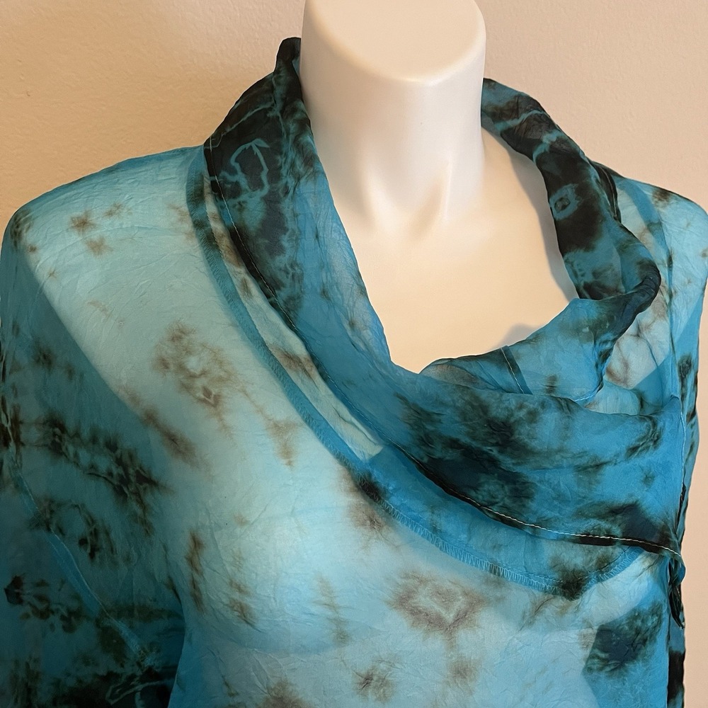 Annie Turbin Sheer Silk Overlay Top Sz S/M Oversized Contemporary Flowy Luxury